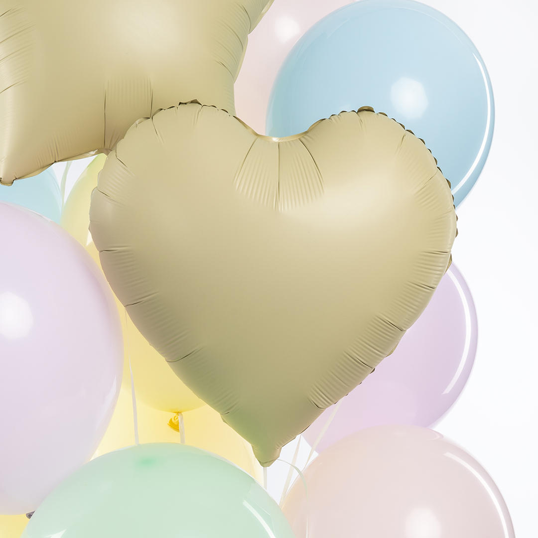 Шар (18''/46 см) Сердце, Светло-желтый, Сатин, 1 шт.