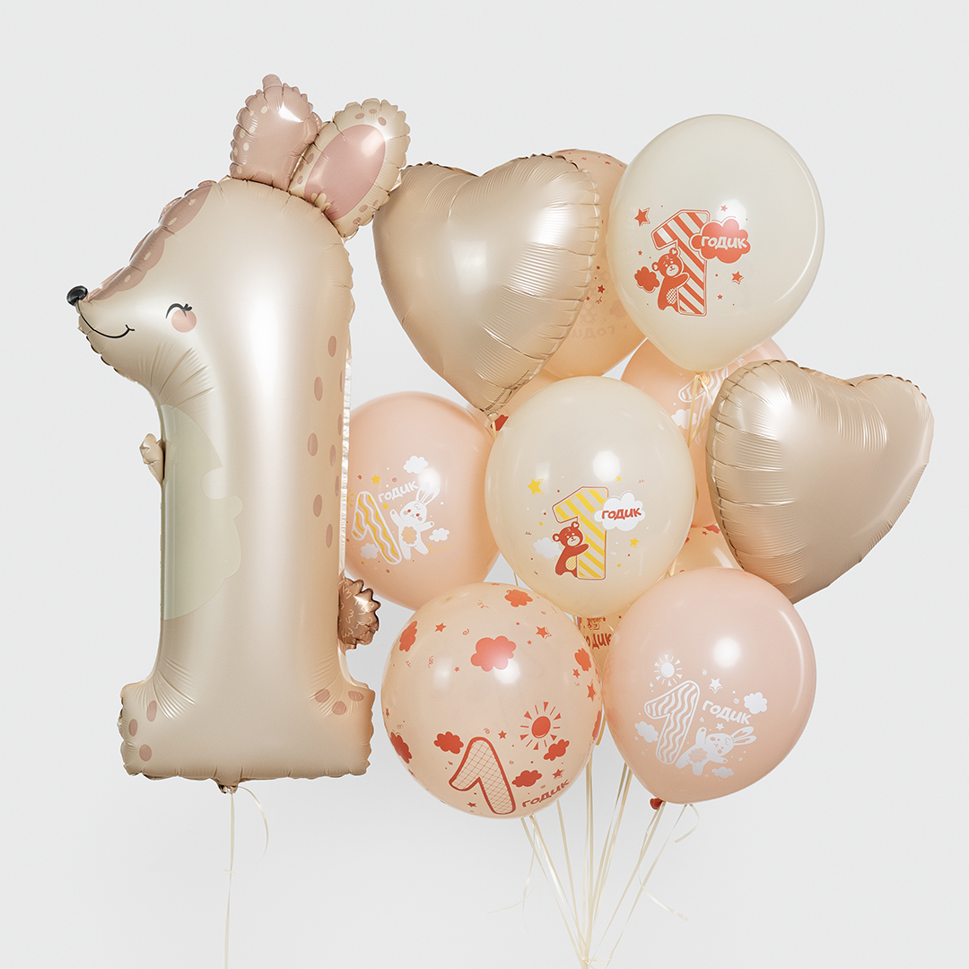 Шар (38''/97 см) Цифра, 1 Зайка, 1 шт. в уп.