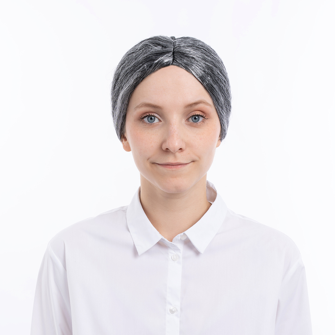 Парик карнавальный, 140 гр, Старушка, Седой, 1 шт. в упак. 