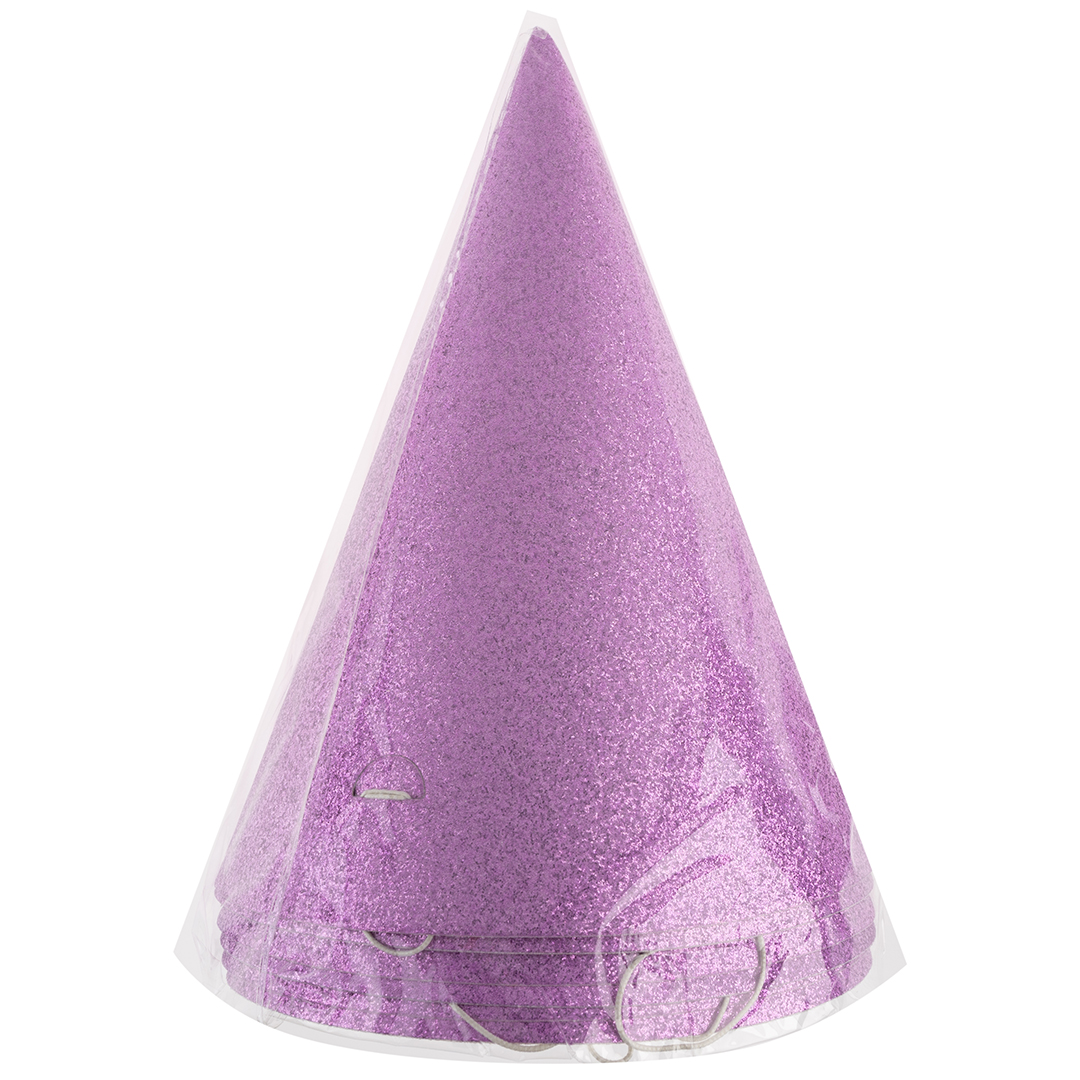 Колпаки, Фиолетовый, с блестками, 16 см, 6 шт. в упак. 