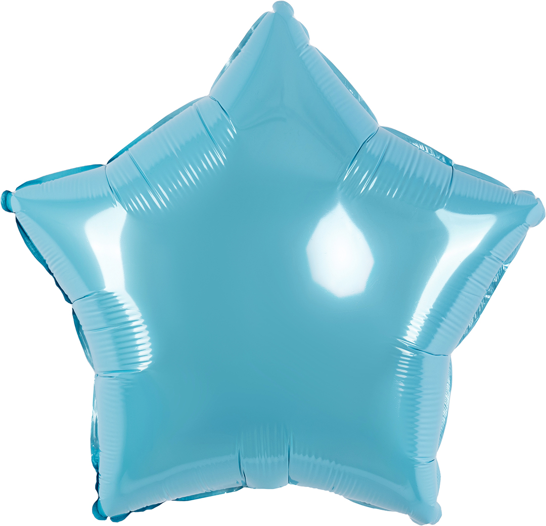 Шар (18''/46 см) Звезда, Голубой, Металлик, 1 шт.