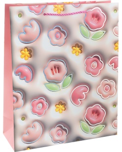Пакет подарочный, 210гр, Цветочная россыпь, Дизайн №4, Металлик, 41*31*12 см, 1 шт.