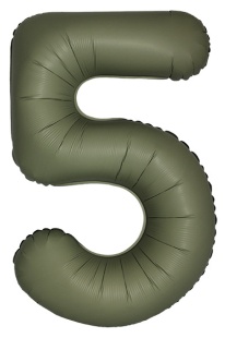 Шар (40''/102 см) Цифра, 5 Slim, Оливковый, Матовый, 1 шт.