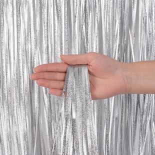 Занавес Дождик Фактурный, Серебро, 100*200 см, 1 шт.