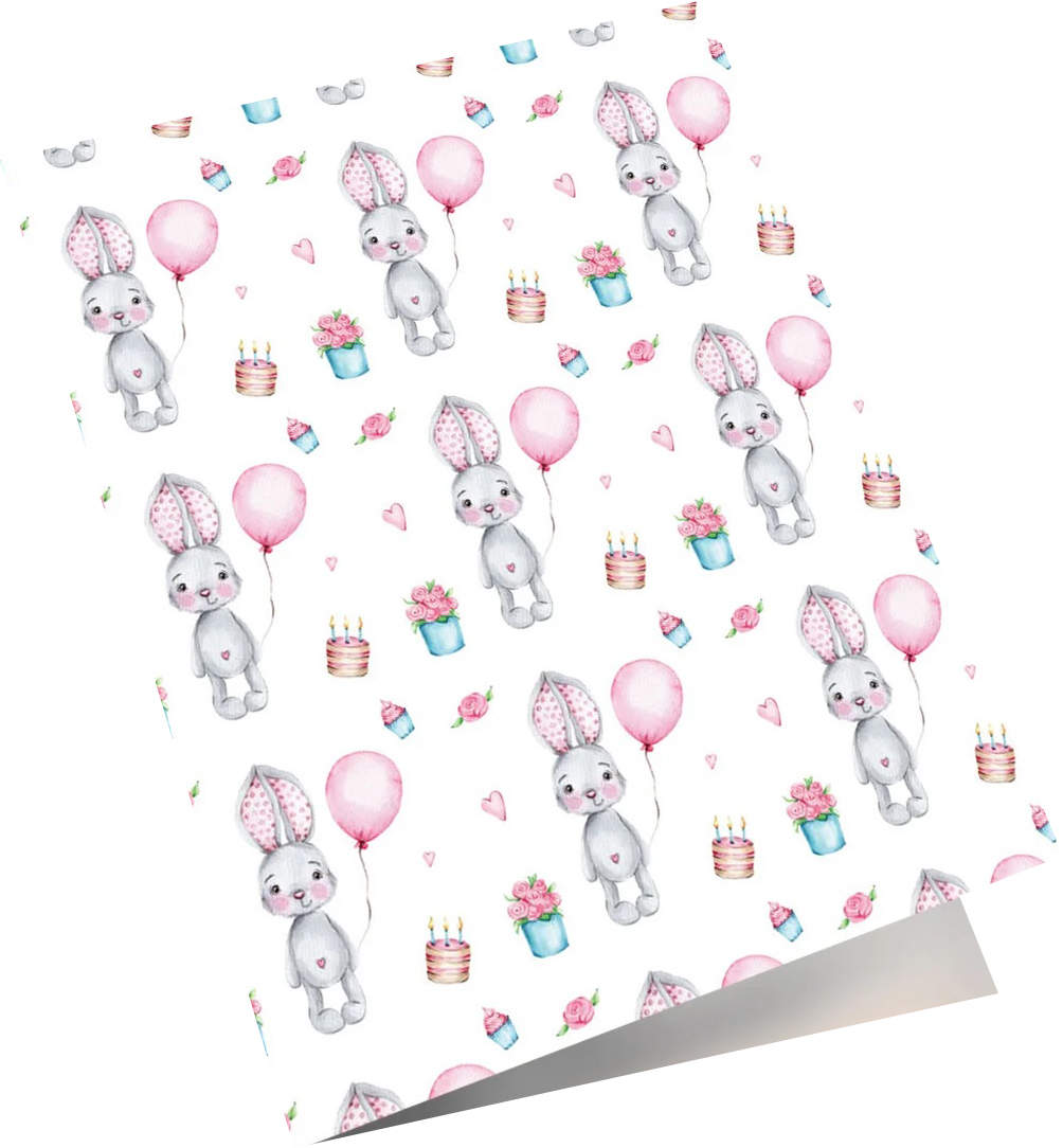 Мини - открытка, Зайка с шариком, 6,5*8 см, 10 шт.