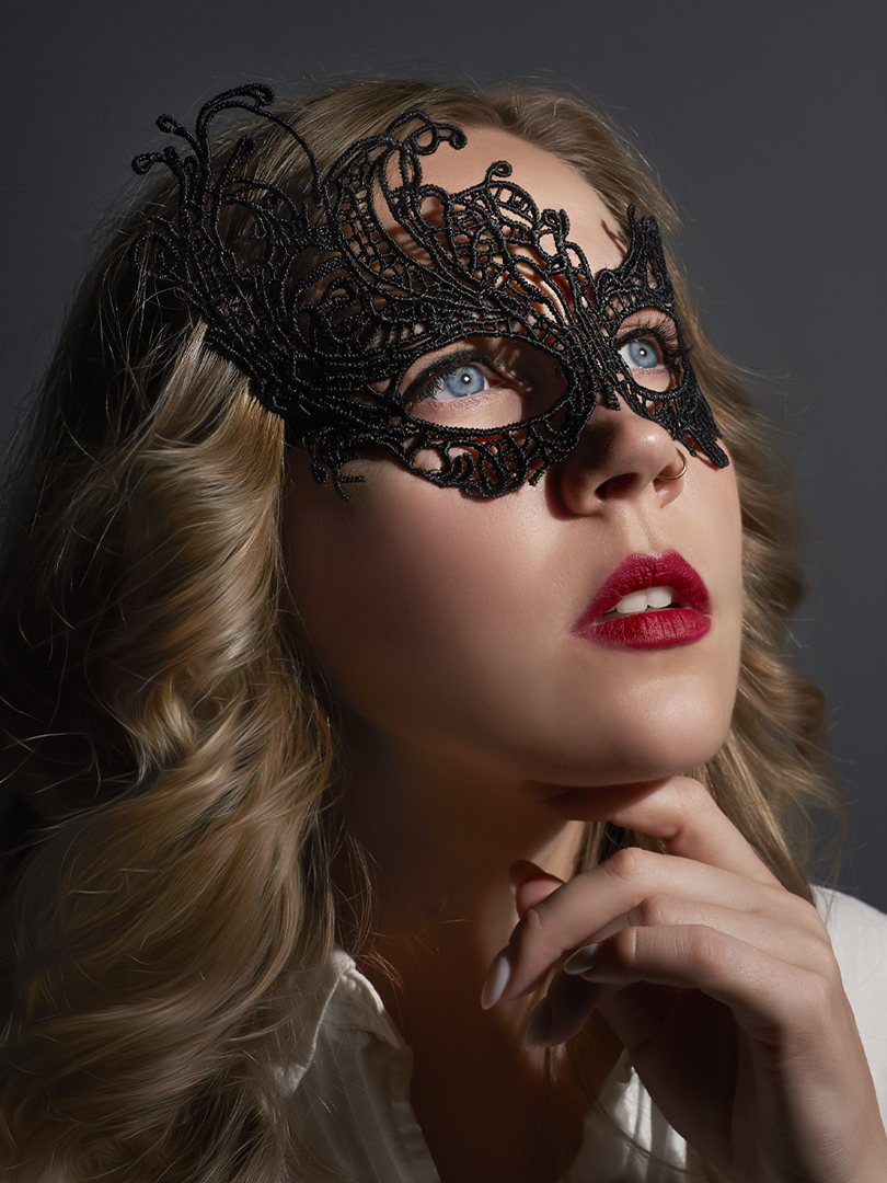 Маска кружевная, фигурная, Венеция, Черный, 16*24 см, 1 шт. 