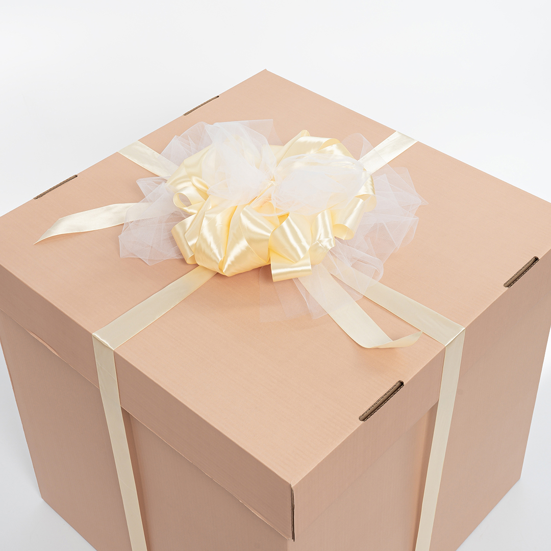 Лента атласная (5 см*22,85 м) Белое золото, 1 шт.