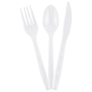 Набор столовых приборов, Вилки, Ложки, Ножи: 3*6 шт, Прозрачный, 15 см, 18 шт. в упак. 