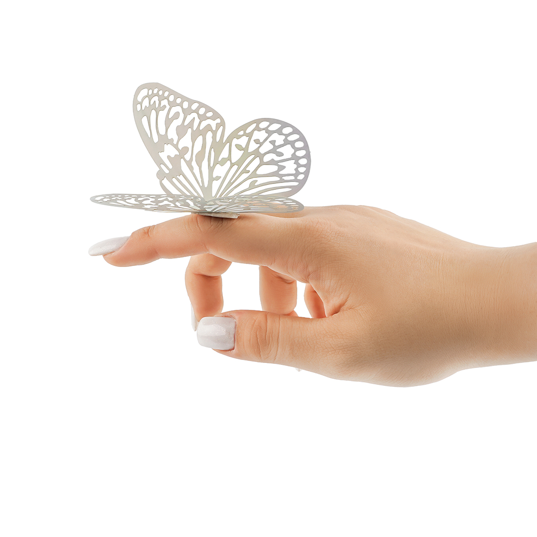 Наклейки Нежные бабочки, Серебро, 8-12 см*12 шт, 1 упак.