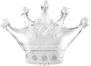 Шар с клапаном (16''/41 см) Мини-фигура, Корона, Серебро, 1 шт.