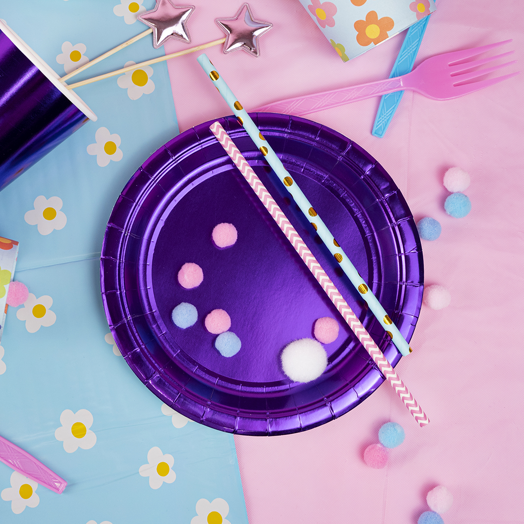 Тарелки (9''/23 см) Фиолетовый, Металлик, 6 шт.