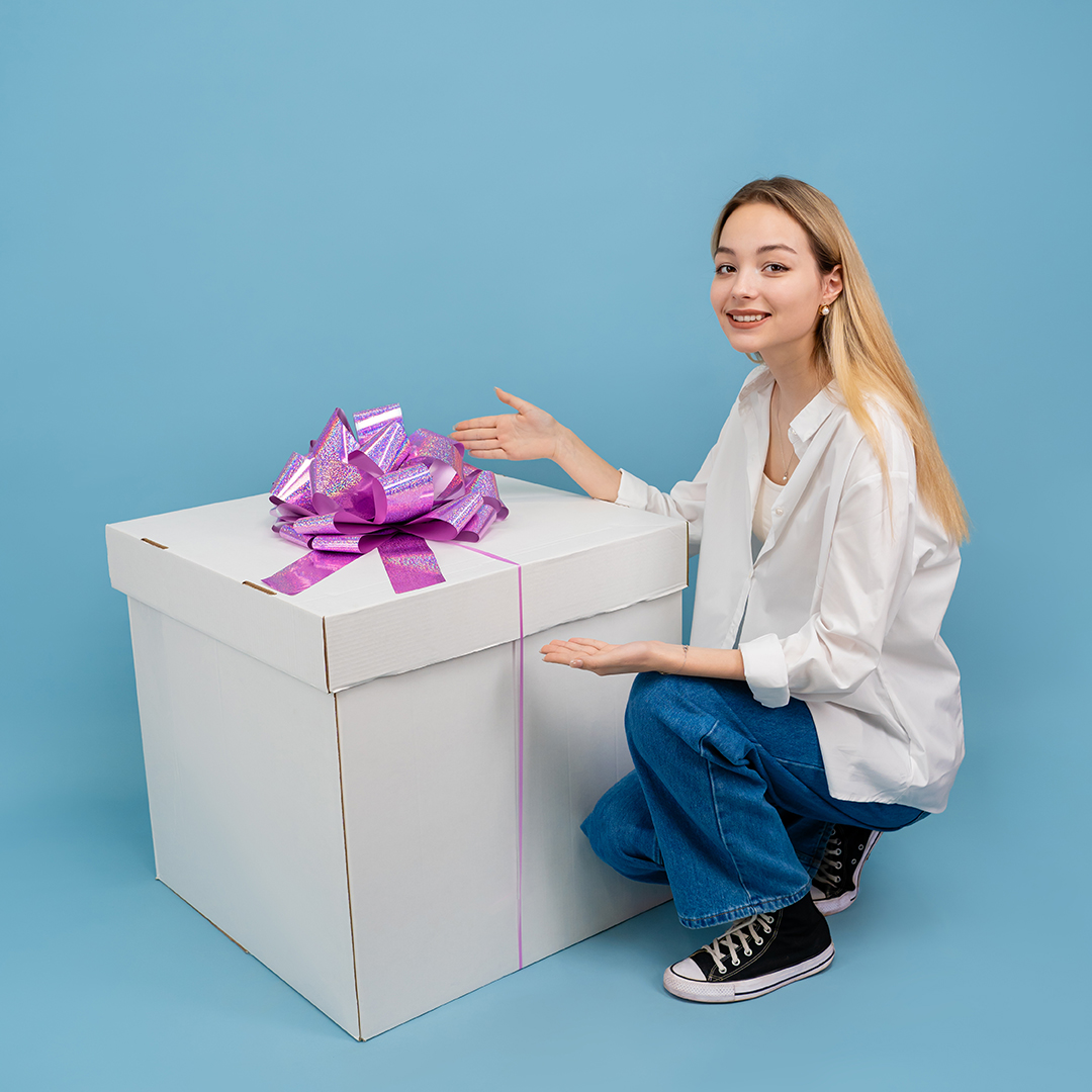 Бант Шар, Розовый, Голография, 36 см, 1 шт. в упак. 