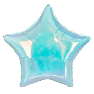 Шар с клапаном (10''/25 см) Мини-звезда, Голубой, Хамелеон, 1 шт.