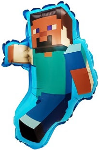 Шар с клапаном (17''/43 см) Мини-фигура, Пиксельный герой, 5 шт. в уп. (цв.этик.)