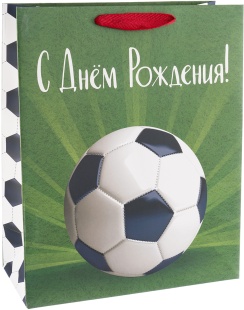 Пакет подарочный, 210гр, С Днем Рождения! (футбол), 23*18*10 см, 1 шт.