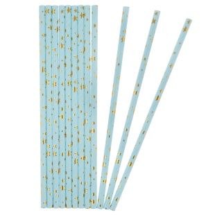 Трубочки для коктейлей, Звезды Микс, Голубой/Золото, Металлик, 12 шт. в упак. 