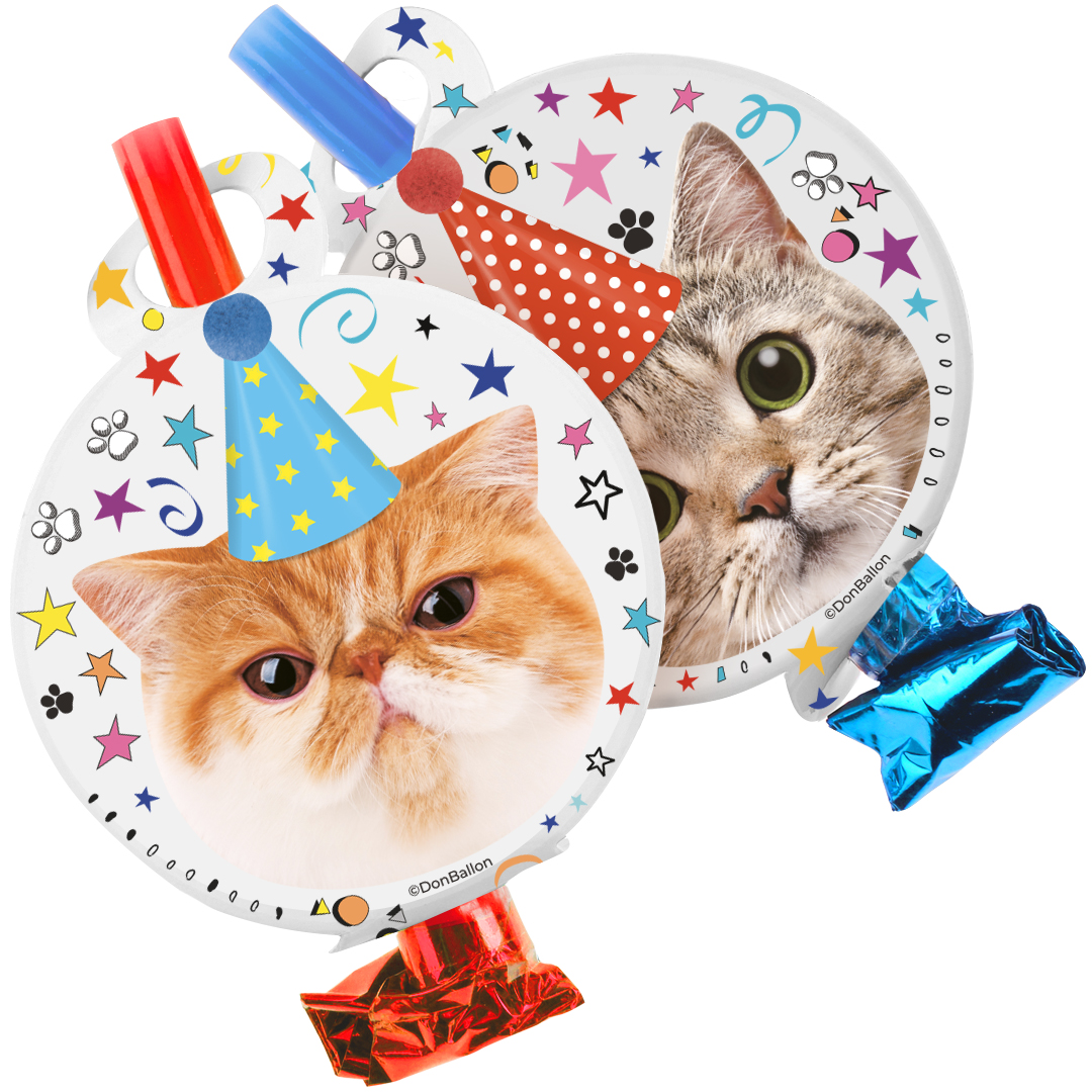 Карнавальные язычки гудки, Котики, 11 см, 6 шт. в упак. 