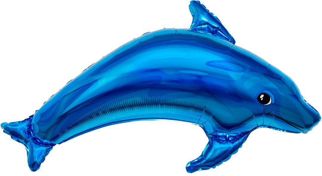 Шар (39''/99 см) Фигура, Дельфин, Голубой, 1 шт. в уп.