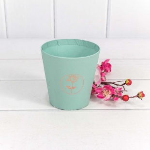 Коробка для цветов, Ваза, Тиснение Цветок, Тиффани, 10,7*10,6 см, 1 шт. 