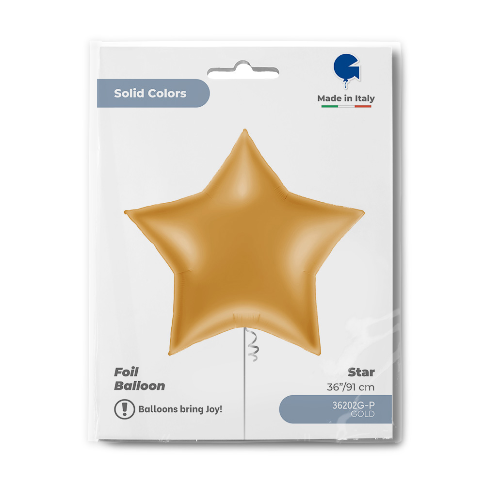 Шар (36''/91 см) Звезда, Золото, 1 шт. в уп.