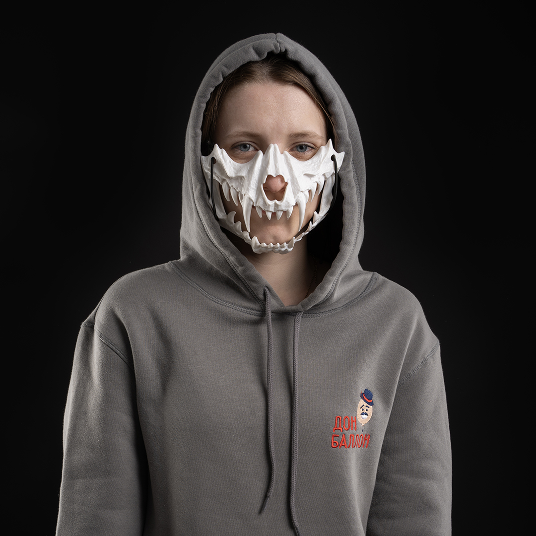 Карнавальная маска, Звериный оскал, Белый, 17*14 см, 1 шт. 