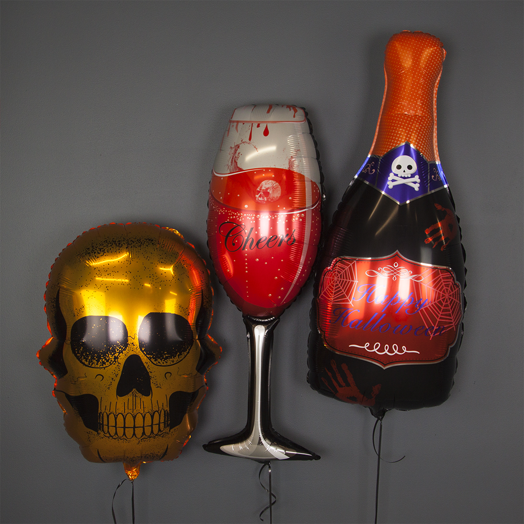 Шар (29''/74 см) Фигура, Череп, Золото, 1 шт.