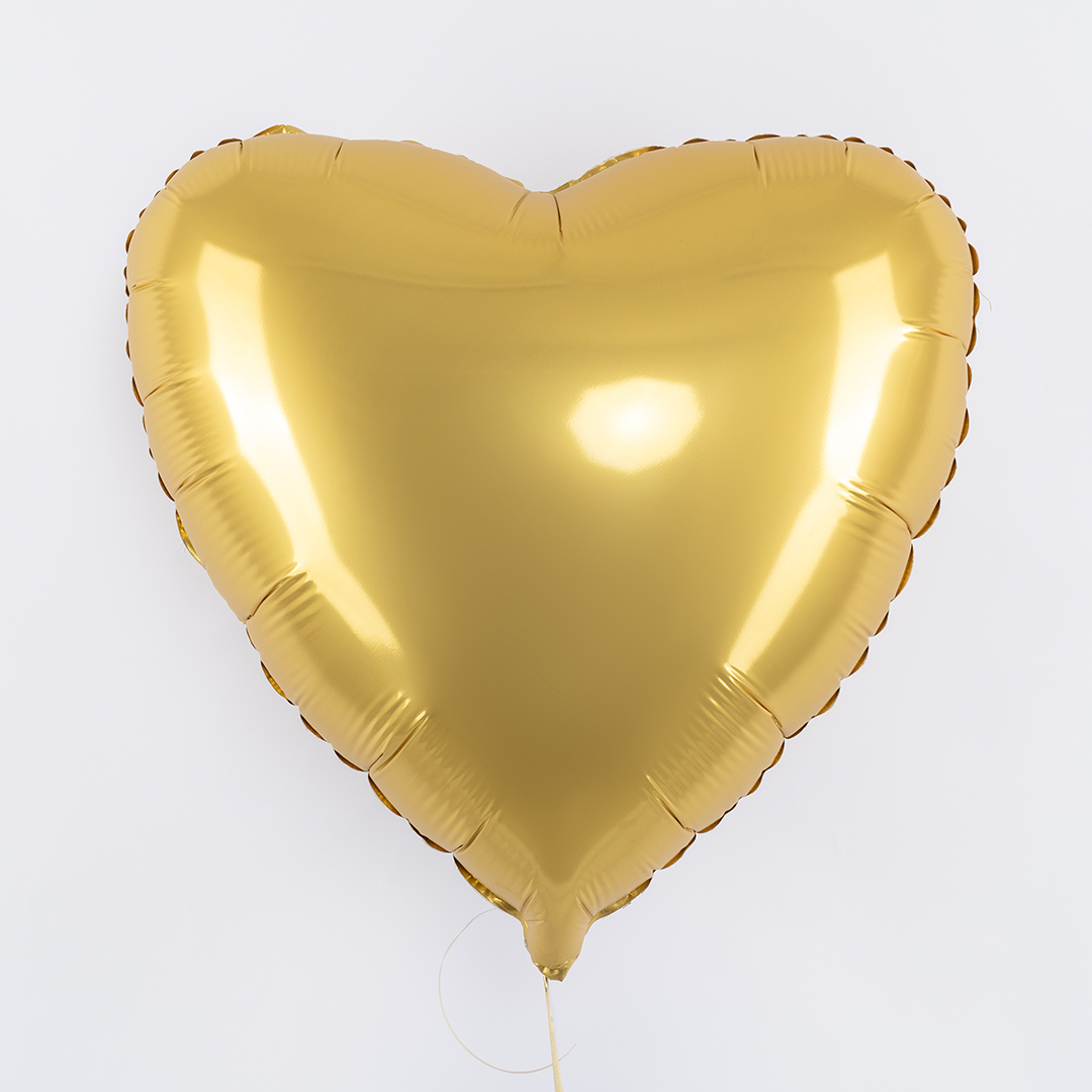 Шар (18''/46 см) Сердце, Золото, Сатин, 1 шт.