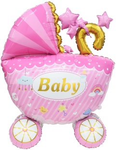 Шар (56''/142 см) Фигура 3D, Коляска для девочки, 1 шт. в уп.