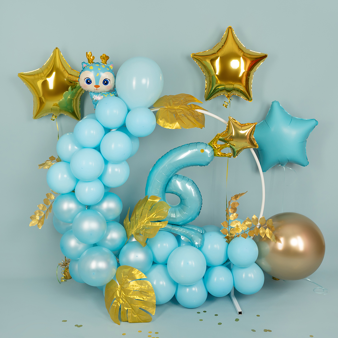 Шар (9''/23 см) Мини-звезда, Золото, 1 шт.