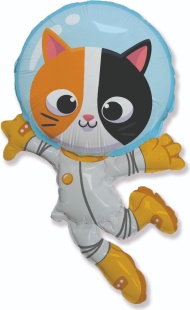 Шар (14''/36 см) Мини-фигура, Котенок Космонавт, 1 шт.