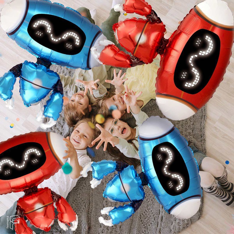 Шар (27''/69 см) Фигура, Робот, Синий, 1 шт.