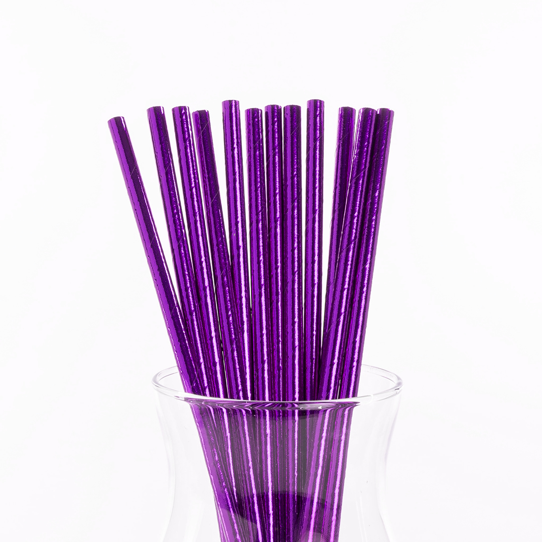 Трубочки для коктейлей, Фиолетовый, Металлик, 12 шт. в упак. 
