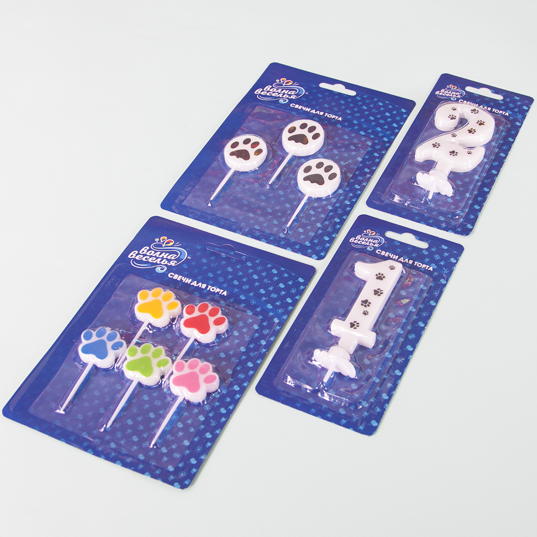 Свеча Цифра, 1 Лапки, 8 см, 1 шт. с держат.