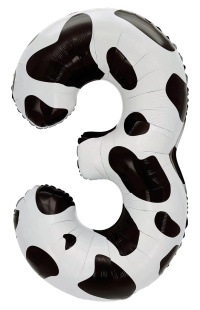 Шар (40''/102 см) Цифра, 3 Пятнышки, Черный/Белый, 1 шт. в уп.