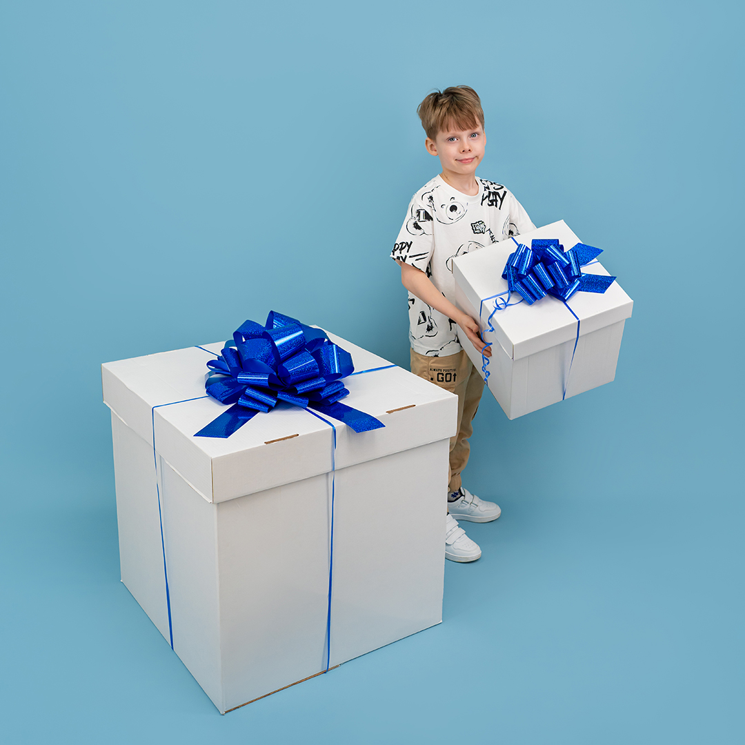 Бант Шар, Синий, Голография, 21 см, 1 шт. в упак. 