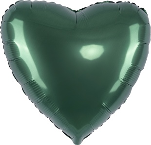 Шар (18''/46 см) Сердце, Темно-зеленый, Сатин, 1 шт.
