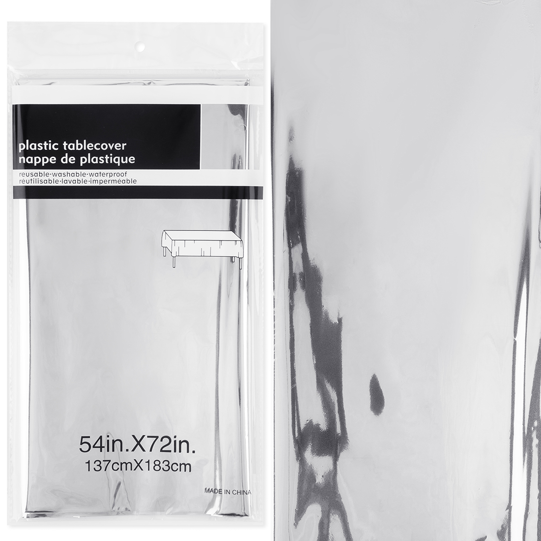 Скатерть одноразовая, Серебро, Металлик, 137*183 см, 1 шт.