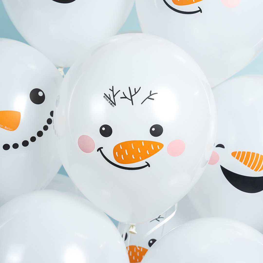 Шар (12''/30 см) Снеговики, Белый, пастель, 1 ст, 25 шт.