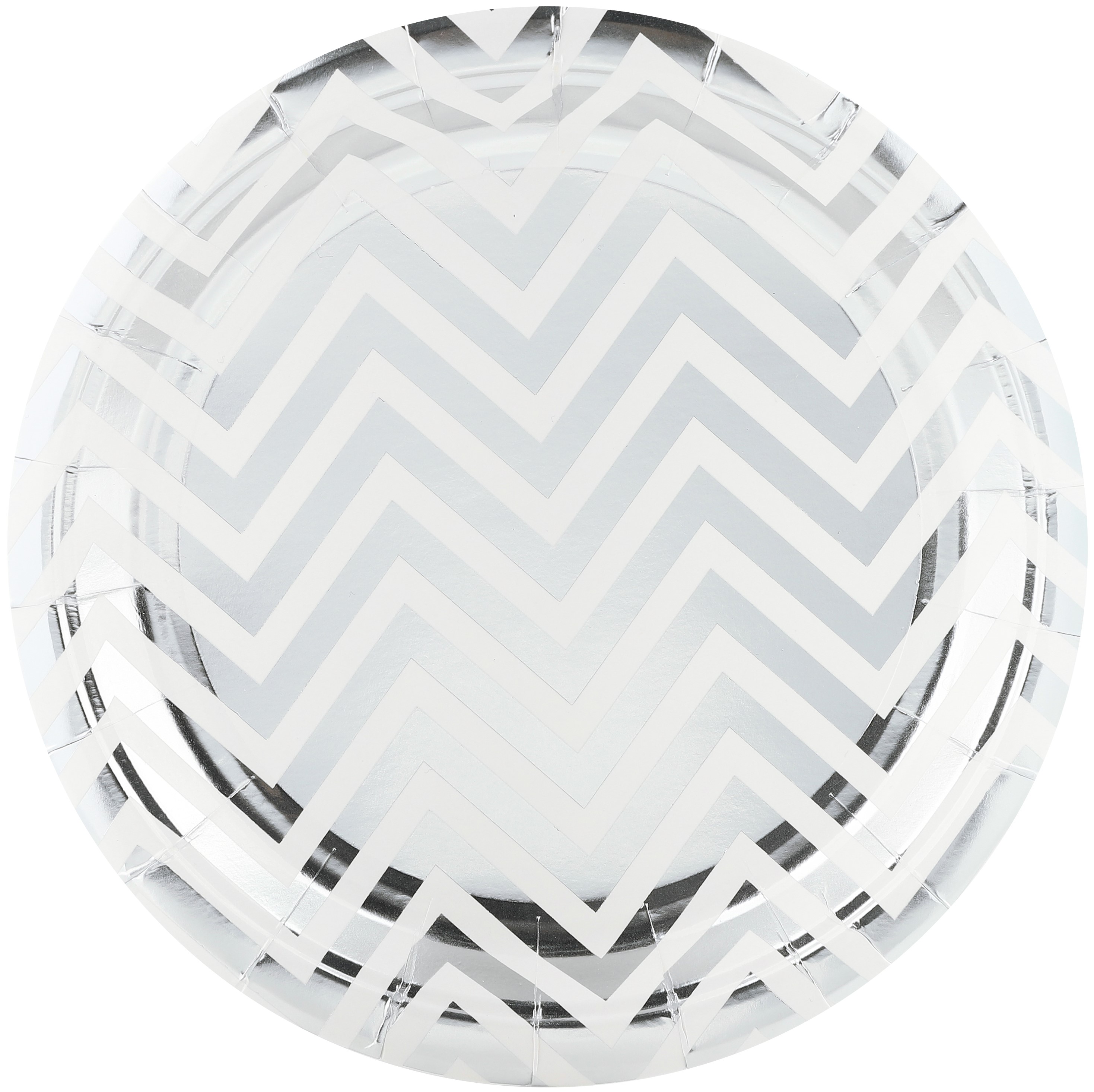 Тарелки (9''/23 см) Зигзаги, Белый/Серебро, Металлик, 6 шт.