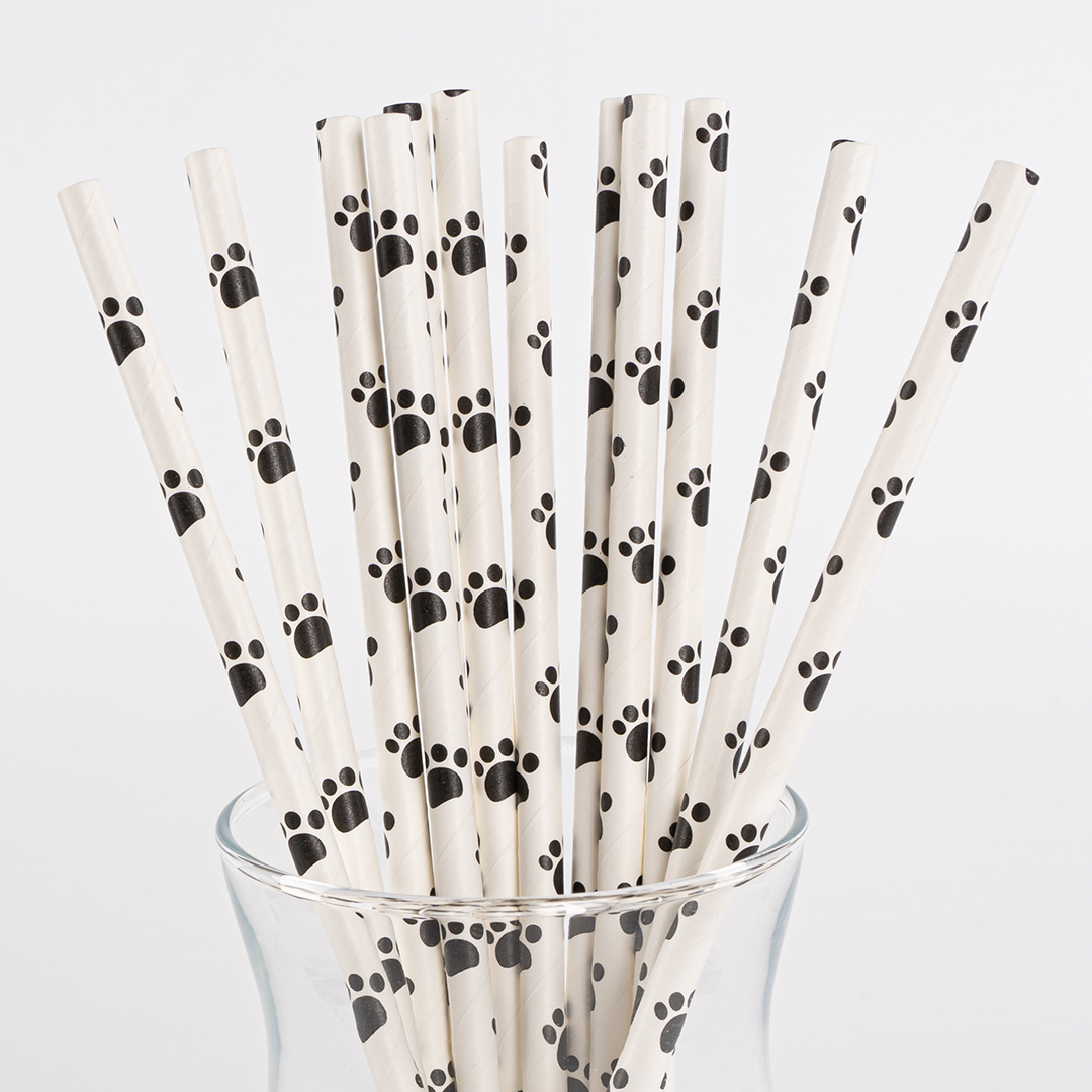 Трубочки для коктейлей, Лапки, Белый/Черный, 12 шт. в упак. 