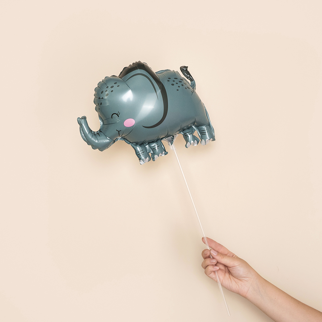 Шар с клапаном (14''/36 см) Мини-фигура, Слон, 1 шт.