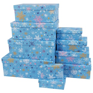 Набор коробок Волшебные снежинки, Голубой, 33*20*13 см, 10 шт. в упак. 