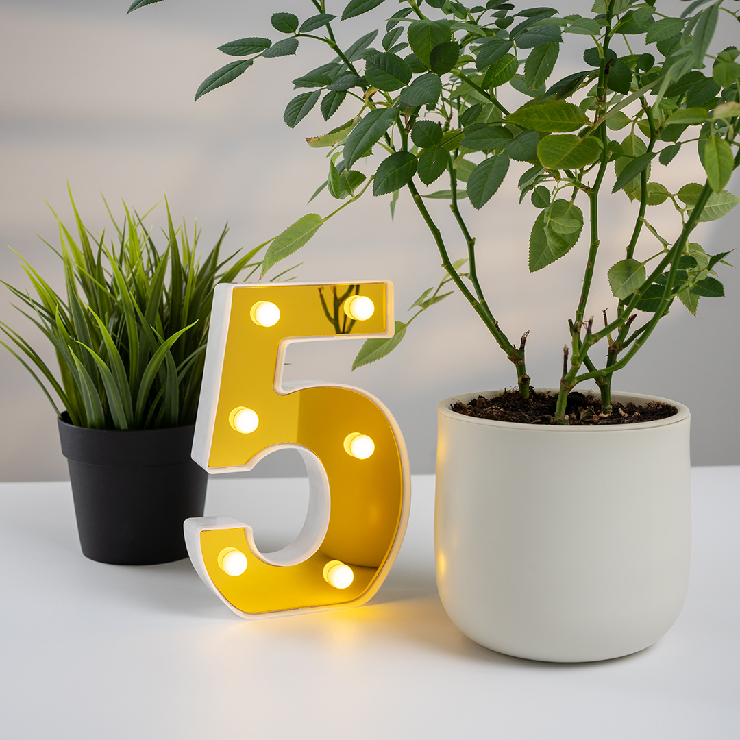 Световая фигура Цифра, 5, 16 см. Золото, 1 шт.