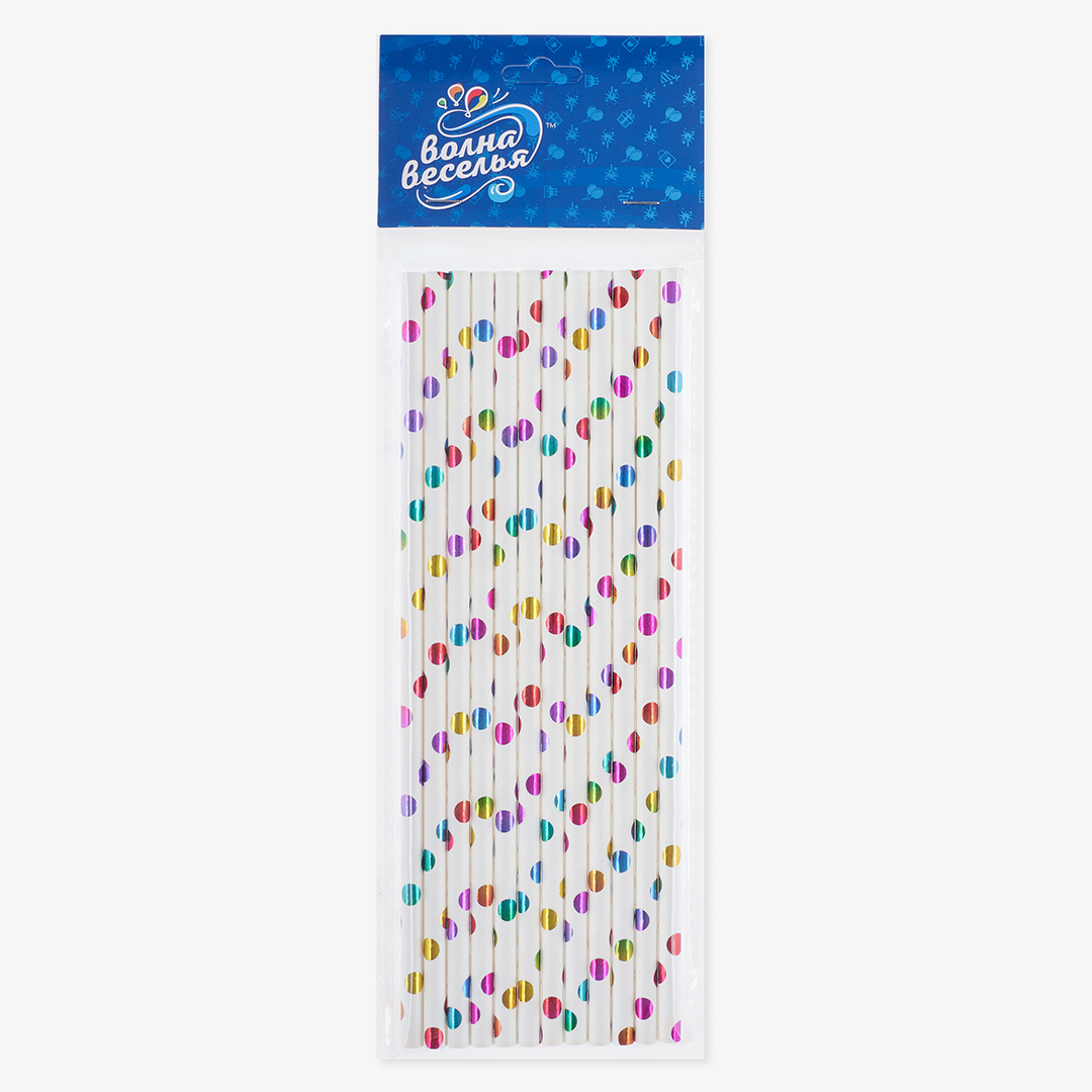 Трубочки для коктейлей, Разноцветное конфетти, Металлик, 12 шт. в упак. 