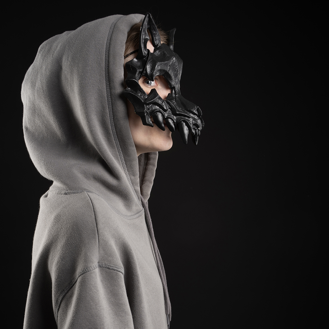 Карнавальная маска, Череп волка, Черный, 20*17 см, 1 шт. 