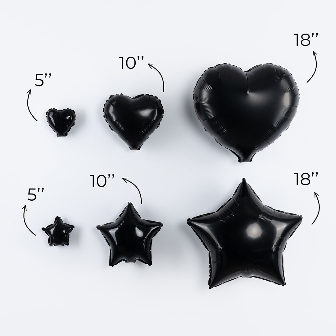 Шар с клапаном (10''/25 см) Мини-звезда, Черный, 1 шт.
