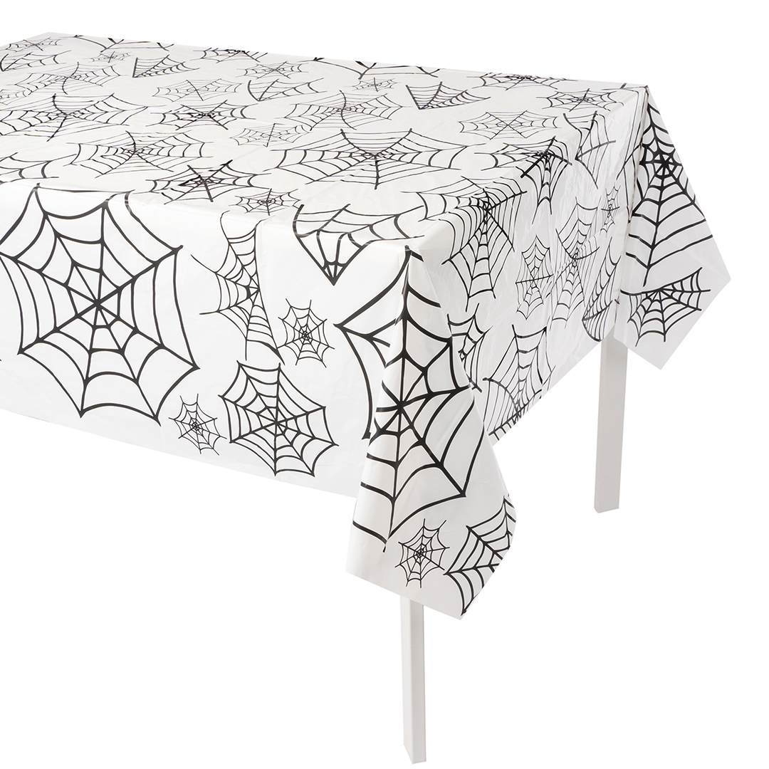 Скатерть одноразовая, Паутинка, Белый/Черный, 137*274 см, 1 шт.
