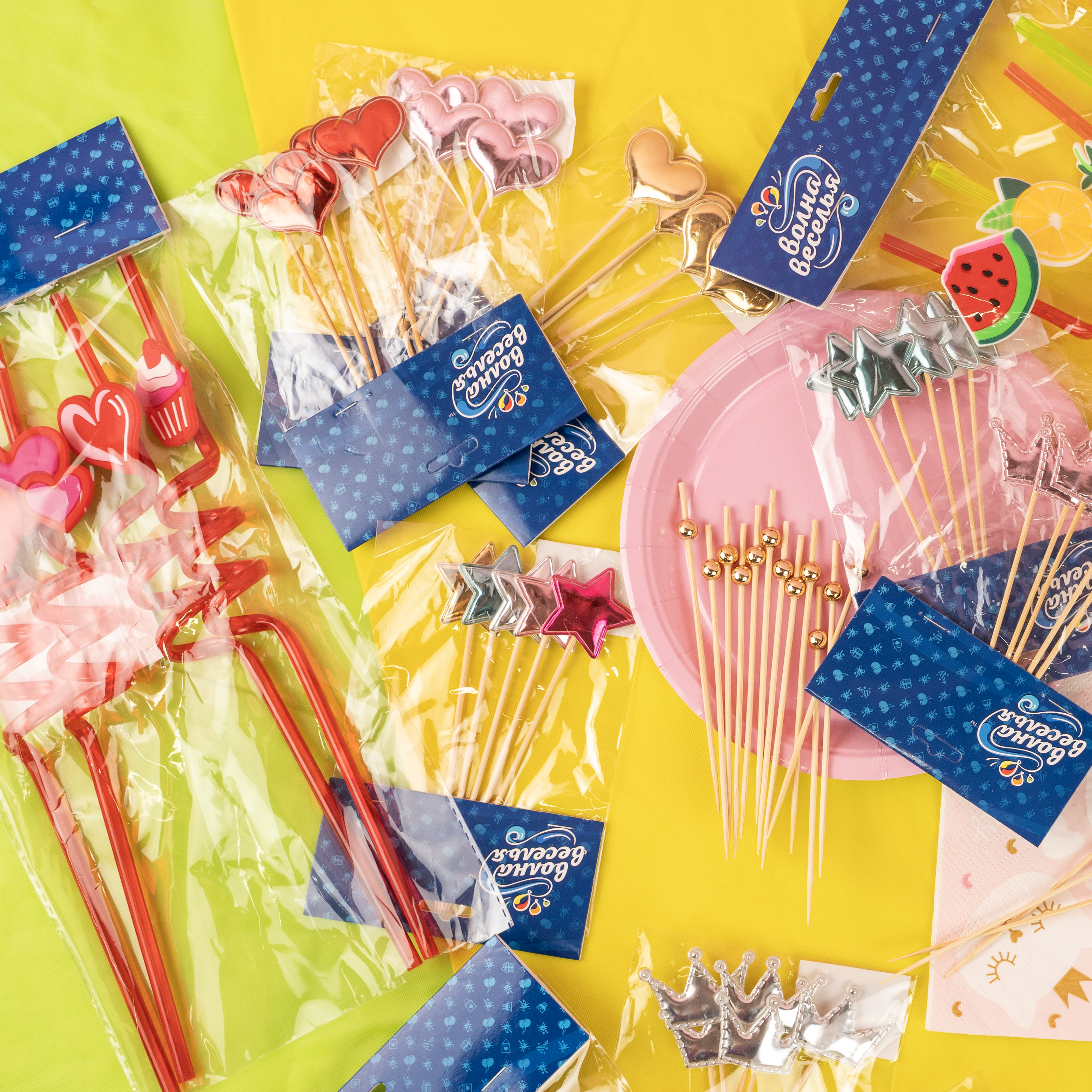 Пики Топперы, Сердце, Розовый, Металлик, 12 см, 5 шт.