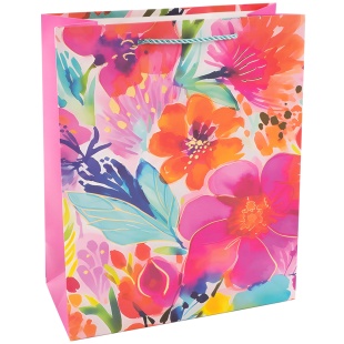 Пакет подарочный, 210гр, Любимые цветы, Дизайн №1, Металлик, 42*30*12 см, 1 шт.