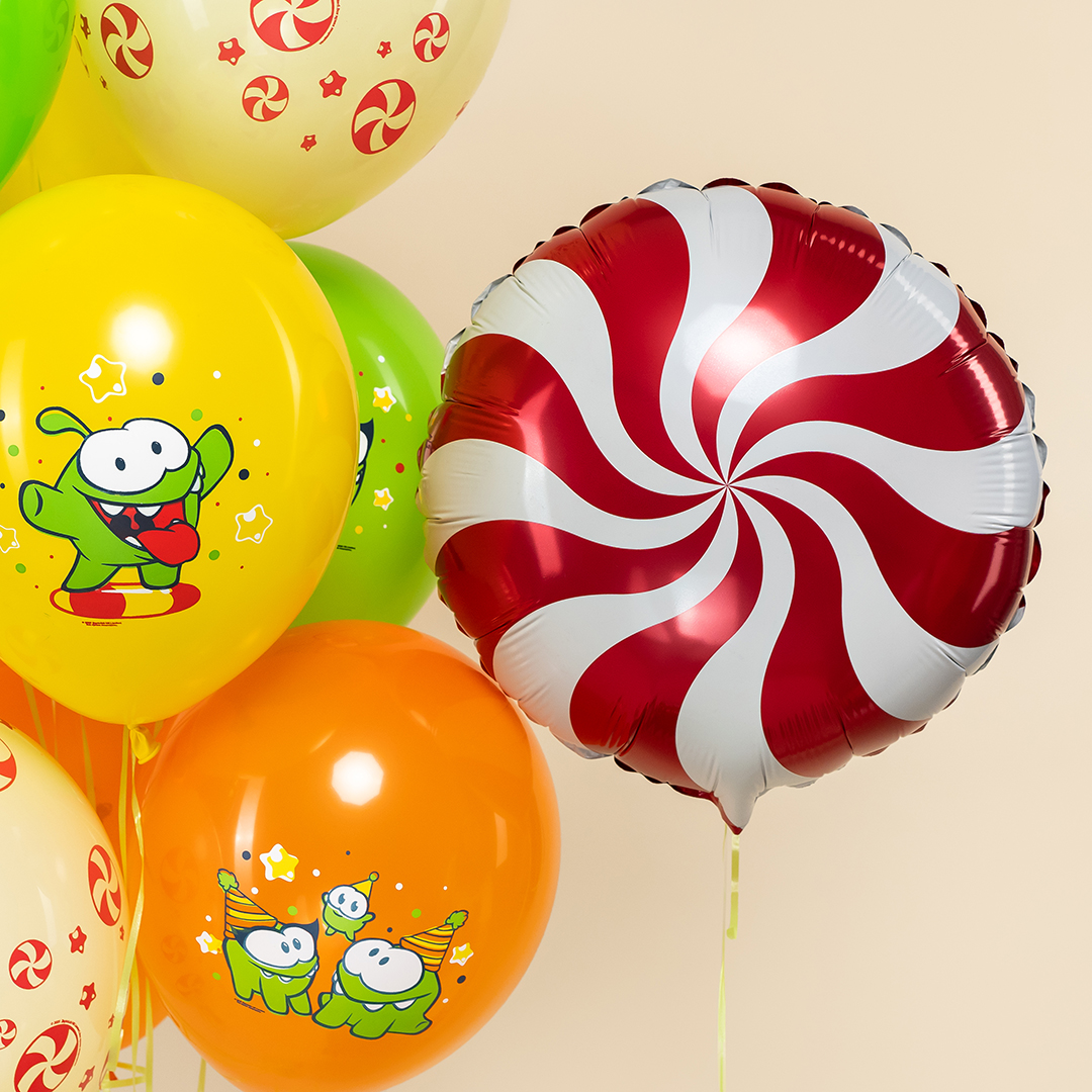 Шар (18''/46 см) Круг, Леденец, Красный, 1 шт.